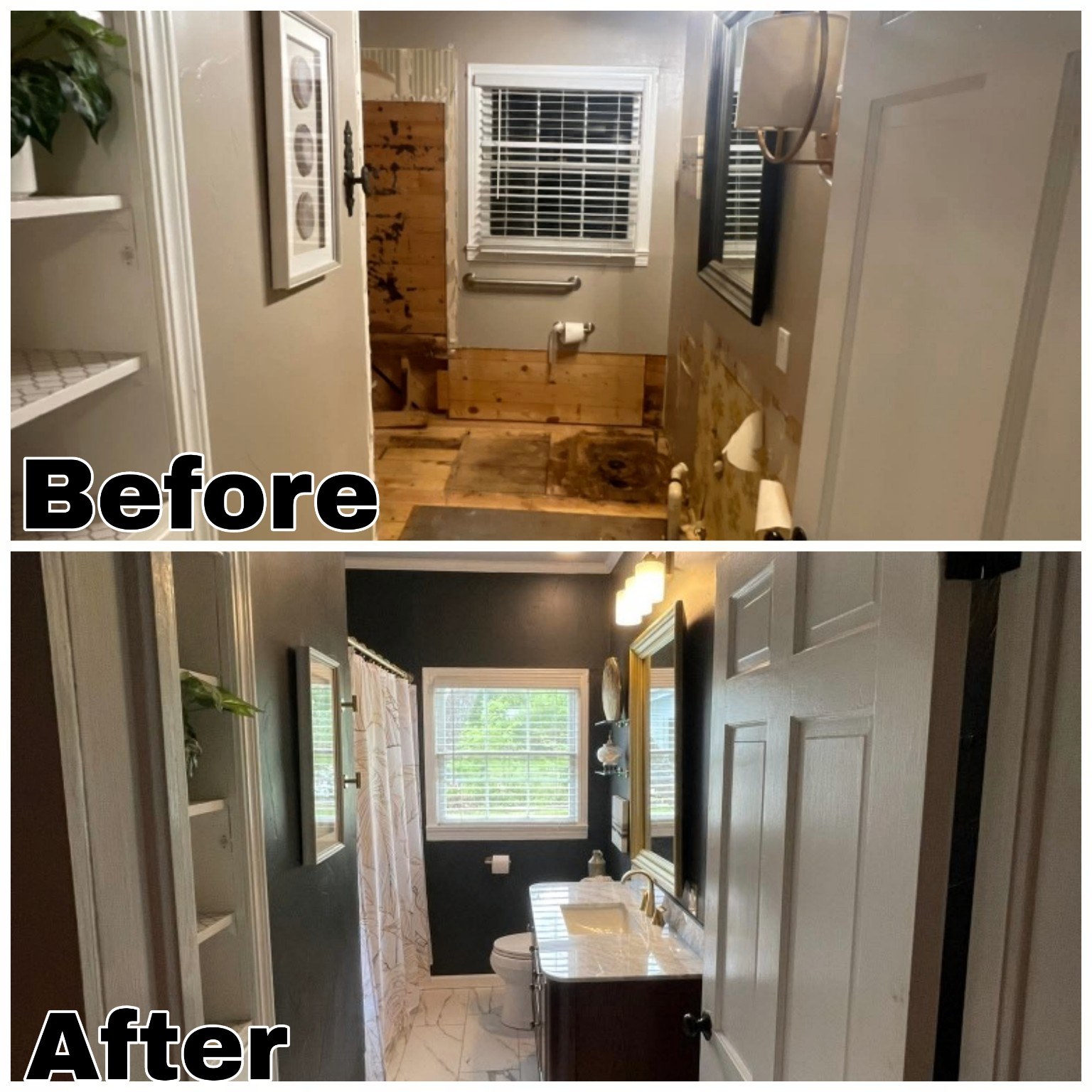 Bathroom remodeling project before and after